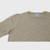 【HKF009】透かし格子柄パフスリーブ 【公式】Hanazawa Knit Design オンラインストア