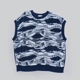 【Hkd-001】波柄ベスト【公式】Hanazawa Knit Design オンラインストア