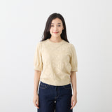 【HKF009】透かし格子柄パフスリーブ 【公式】Hanazawa Knit Design オンラインストア