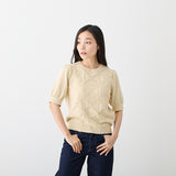 【HKF009】透かし格子柄パフスリーブ 【公式】Hanazawa Knit Design オンラインストア