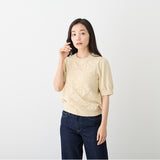 【HKF009】透かし格子柄パフスリーブ 【公式】Hanazawa Knit Design オンラインストア