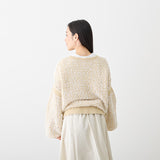 [Hkd-11] Paper yarn crew neck cardigan (size FREE)