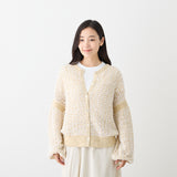 [Hkd-11] Paper yarn crew neck cardigan (size FREE)