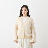 [Hkd-11] Paper yarn crew neck cardigan (size FREE)