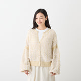 [Hkd-11] Paper yarn crew neck cardigan (size FREE)