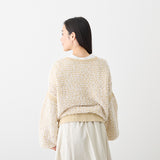 [Hkd-11] Paper yarn crew neck cardigan (size FREE)