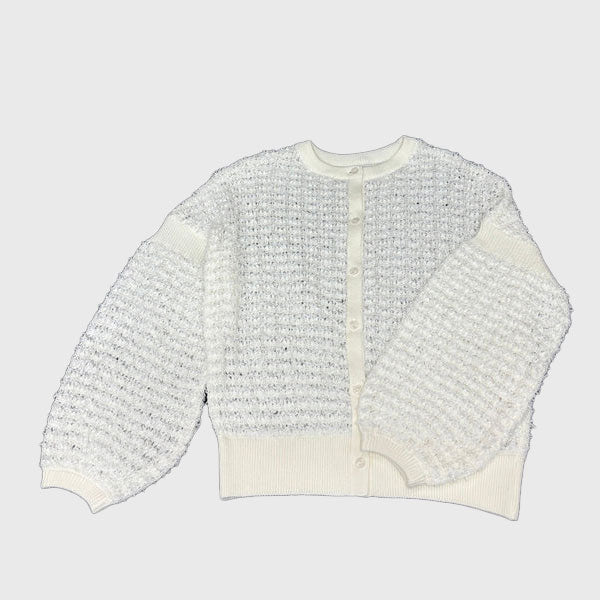 [Hkd-11] Paper yarn crew neck cardigan (size FREE)