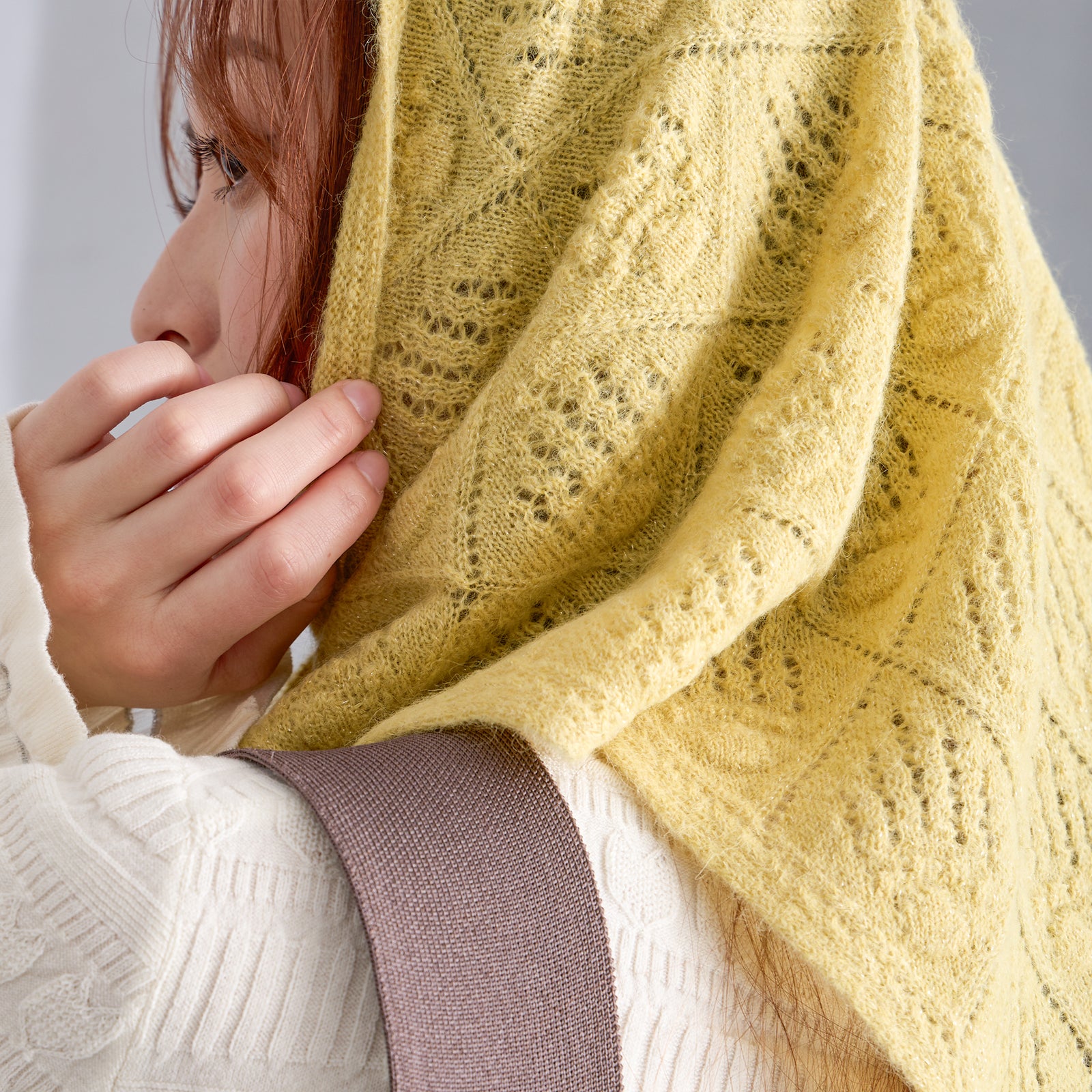 NYG014【NYANDER KNIT/ニャンダーニット】ALPACA CATS CLAW △SHAWL