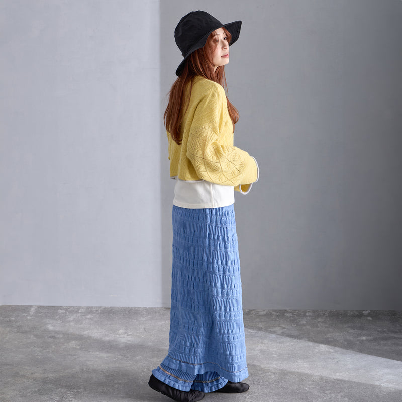 NYW014【NYANDER KNIT/ニャンダーニット】   CAT RIB WRAP SKIRT 【公式】Hanazawa Knit Design オンラインストア