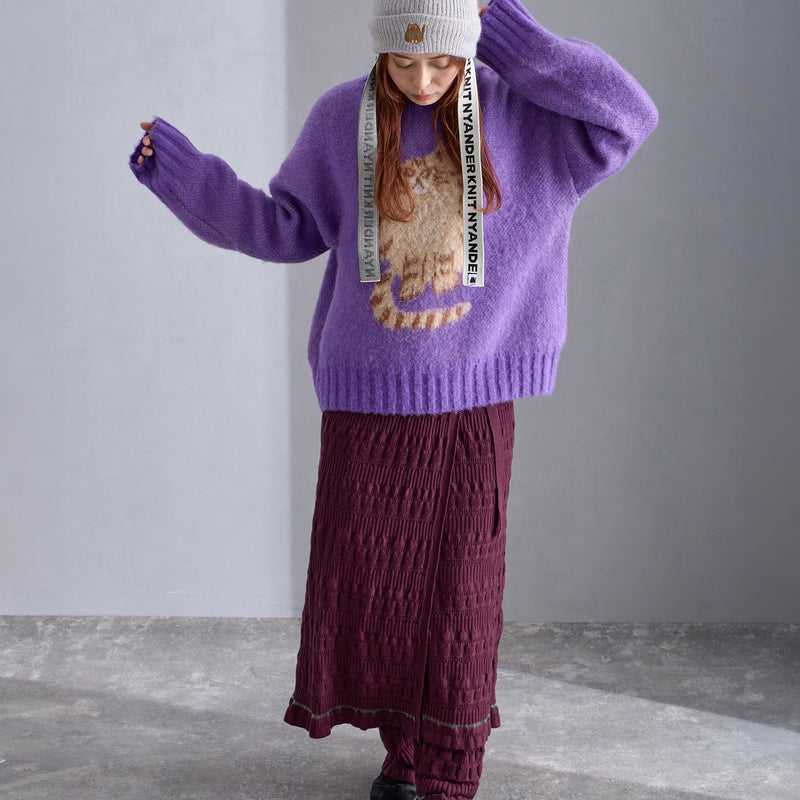 NYW014【NYANDER KNIT/ニャンダーニット】   CAT RIB WRAP SKIRT 【公式】Hanazawa Knit Design オンラインストア