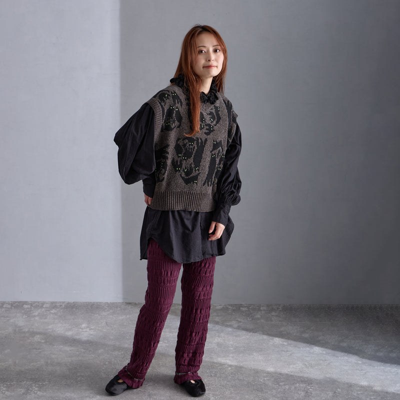 NYW015【NYANDER KNIT/ニャンダーニット】  NIGHT CAT JQ VEST 【公式】Hanazawa Knit Design オンラインストア