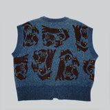 NYW015【NYANDER KNIT/ニャンダーニット】  NIGHT CAT JQ VEST 【公式】Hanazawa Knit Design オンラインストア