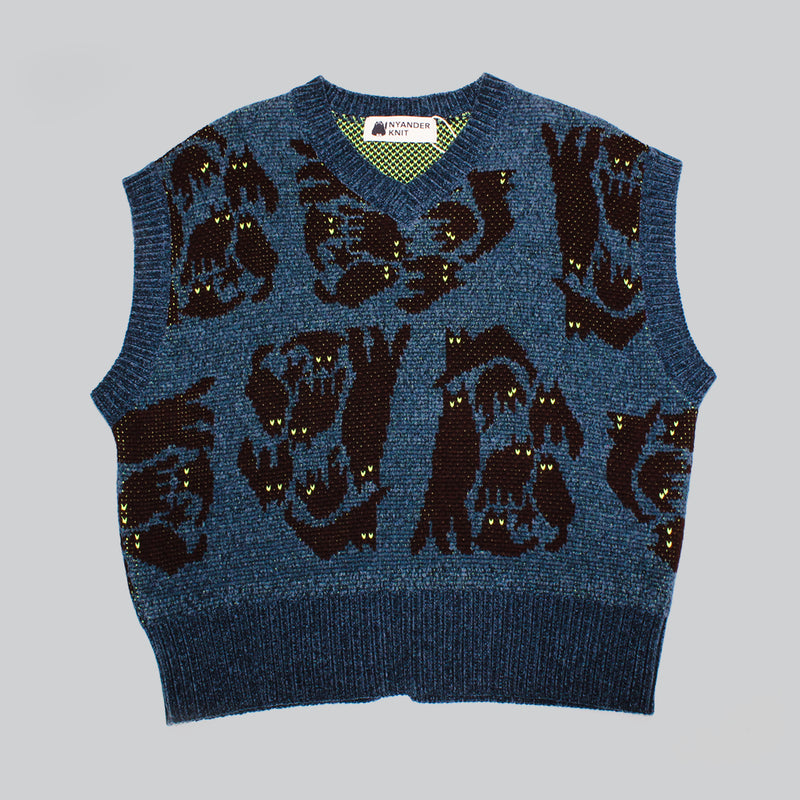 NYW015【NYANDER KNIT/ニャンダーニット】  NIGHT CAT JQ VEST 【公式】Hanazawa Knit Design オンラインストア