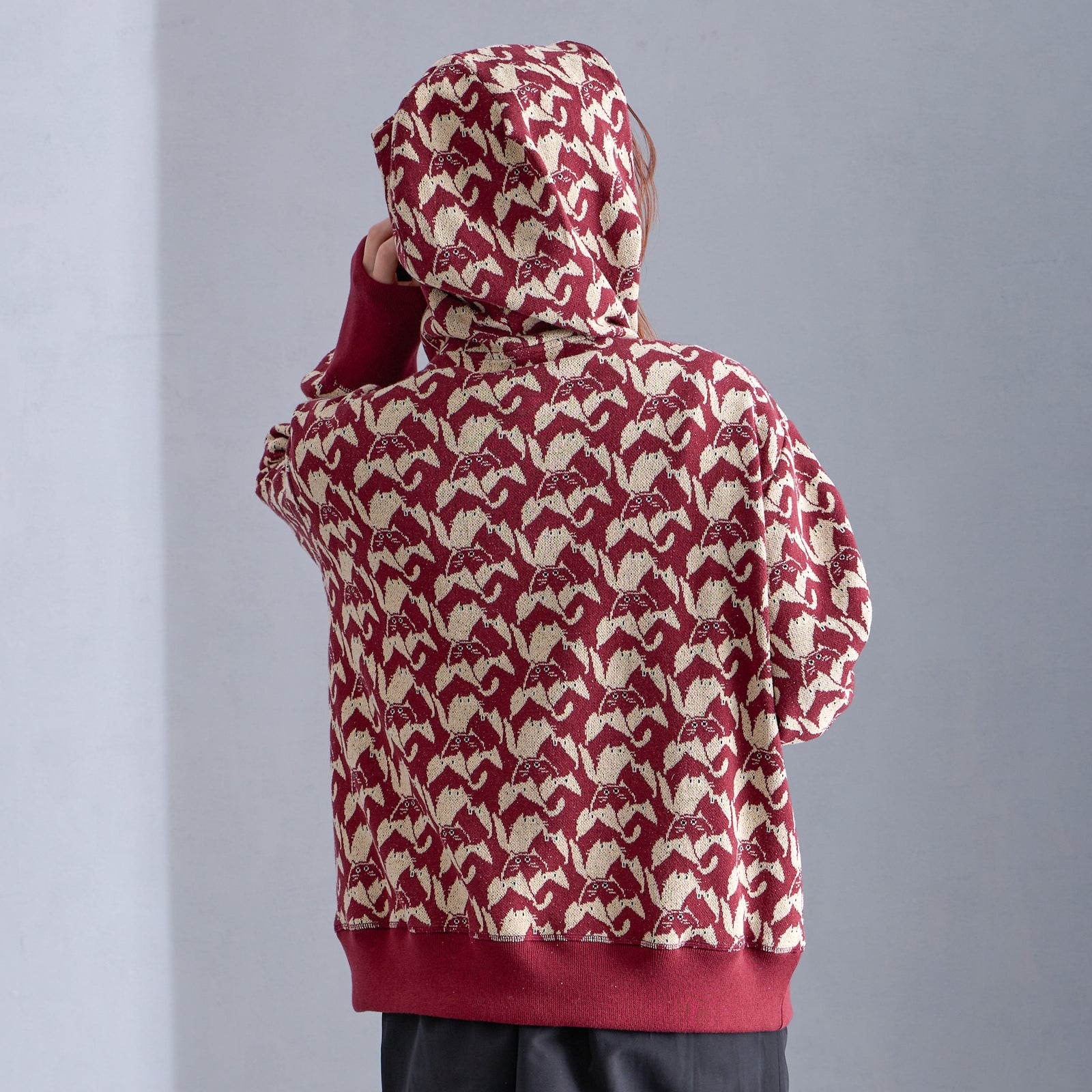 NYW019【NYANDER KNIT/ニャンダーニット】CATgeometric HOODIE 【公式