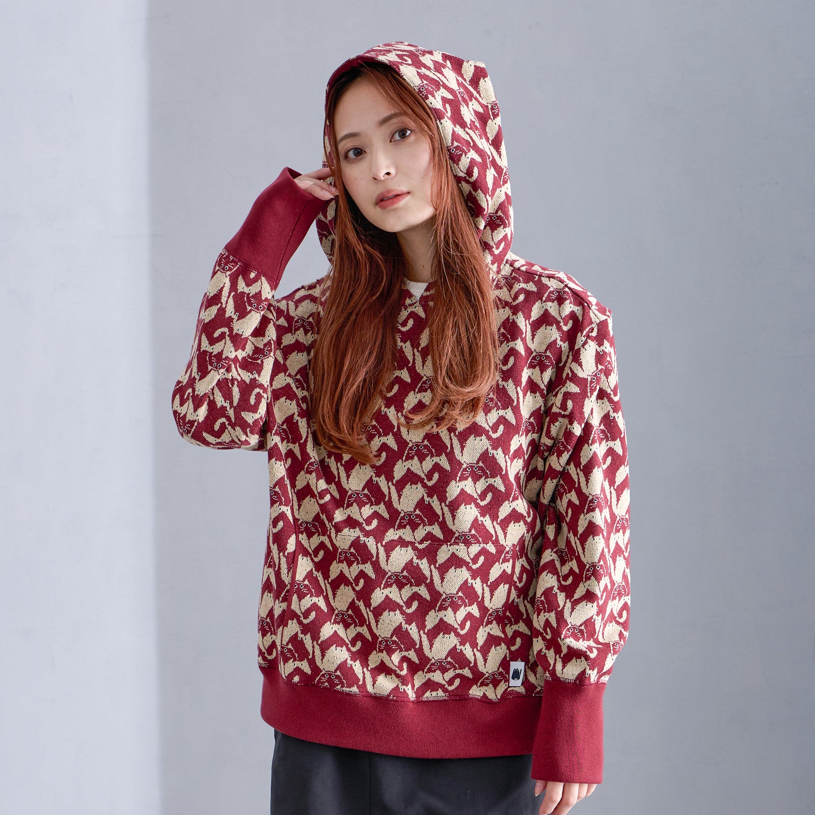NYW019【NYANDER KNIT/ニャンダーニット】CATgeometric HOODIE 【公式